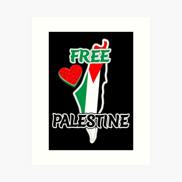 Free Palestine - Map and Watermelon Logo Art Print