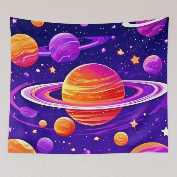 Item preview,  Orange & Purple Planets: Cosmic Artistry designed and sold by Health And Fitness Posts e-Store.