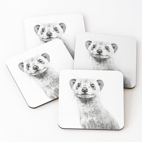 Item preview, Black and white weasel pencil drawing designed and sold by Pencil-Art.