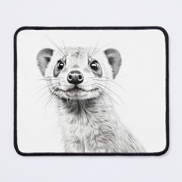 Item preview, Black and white weasel pencil drawing designed and sold by Pencil-Art.
