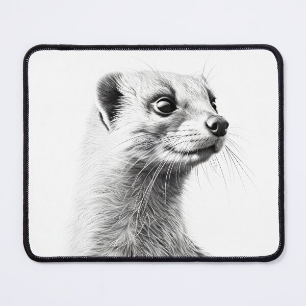 Item preview, Black and white weasel pencil drawing designed and sold by Pencil-Art.