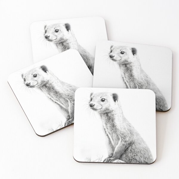 Item preview, Black and white weasel pencil drawing designed and sold by Pencil-Art.