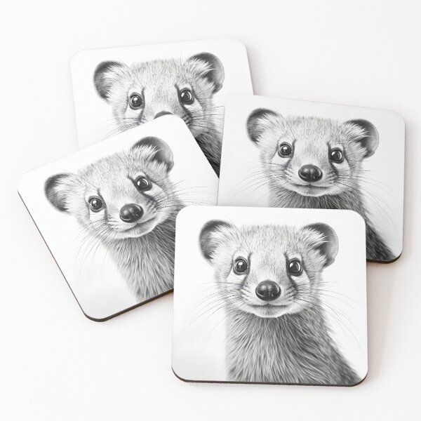 Item preview, Black and white weasel pencil drawing designed and sold by Pencil-Art.