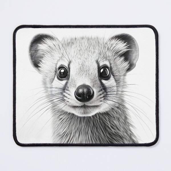 Item preview, Black and white weasel pencil drawing designed and sold by Pencil-Art.