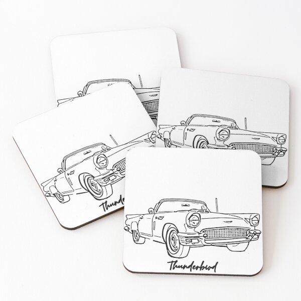 Item preview, line drawing of a 1956 ford thunderbird convertible classic car designed and sold by M0ntyman1010.