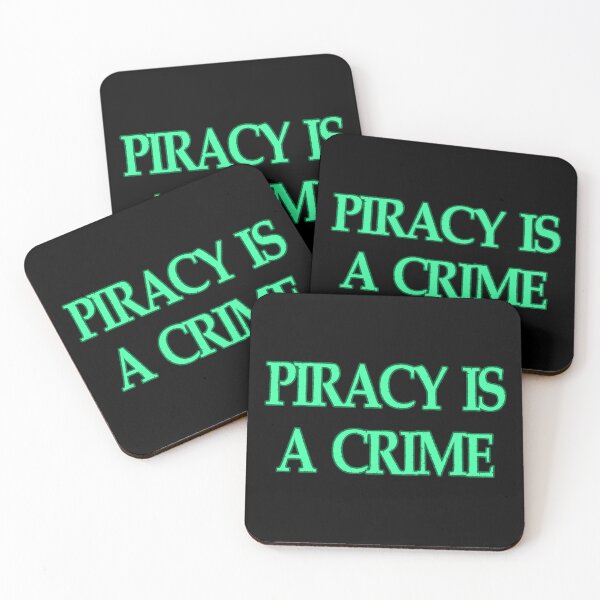 Item preview, PIRACY IS A CRIME in seafoam teal green blue designed and sold by Michael Stewart.