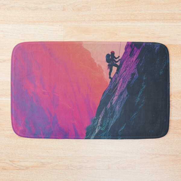 Item preview, Climber scaling ascending rocky cliff neon colour palette Active Outdoors Inspired Art designed and sold by CDC40.