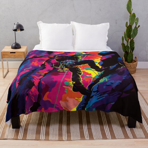 Item preview, Climber scaling ascending rocky cliff neon colour palette Active Outdoors Inspired Art designed and sold by CDC40.