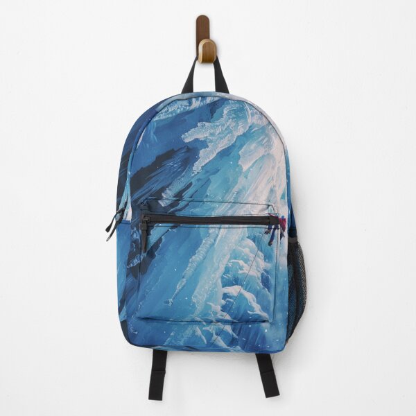 Item preview, Climber ascending frozen waterfall icy accents Active Outdoors Inspired Art designed and sold by CDC40.