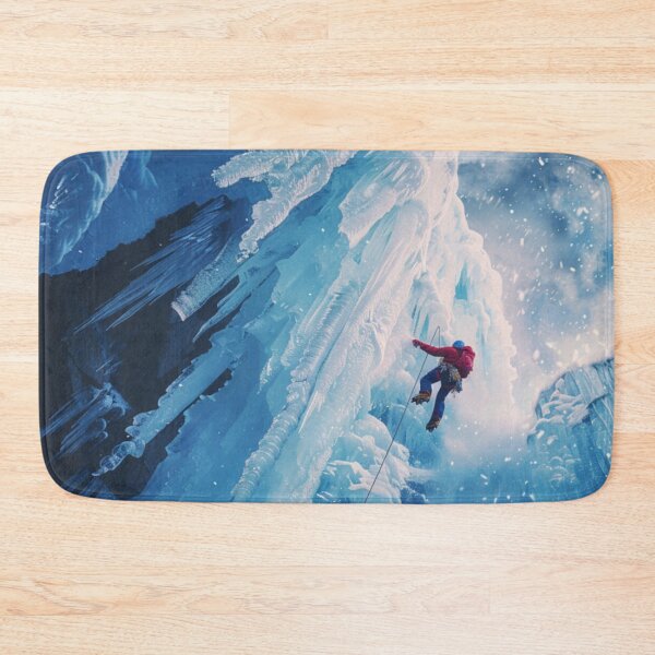 Item preview, Climber ascending frozen waterfall icy accents Active Outdoors Inspired Art designed and sold by CDC40.