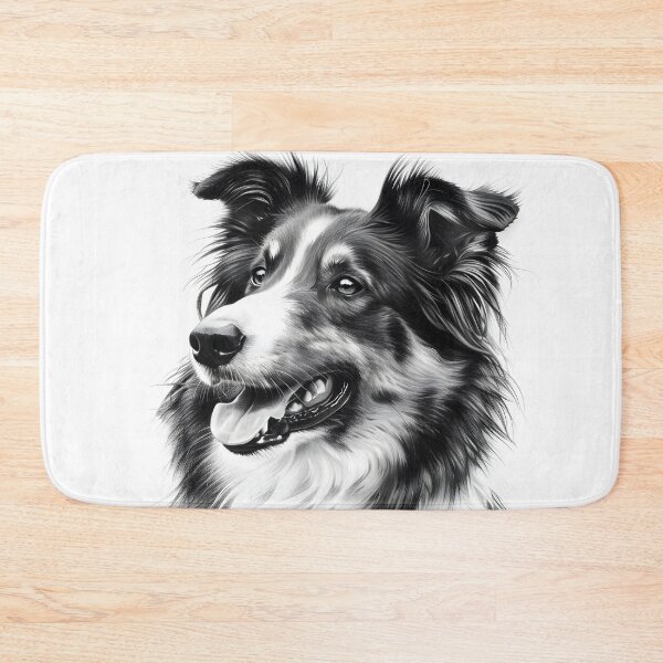 Item preview, Black and white australian shepherd pencil drawing designed and sold by Pencil-Art.