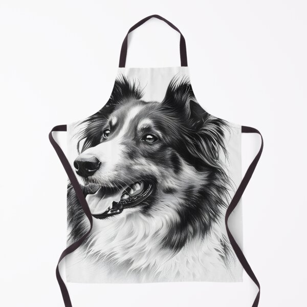 Item preview, Black and white australian shepherd pencil drawing designed and sold by Pencil-Art.