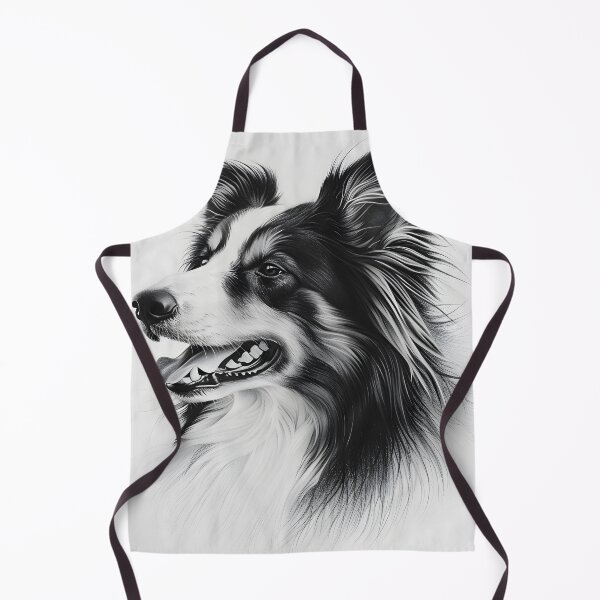 Item preview, Black and white australian shepherd pencil drawing designed and sold by Pencil-Art.