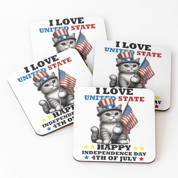 Item preview, I Love United State Happy Independence 4th Of July Cat Lover -  designed and sold by PurpleLoveStore.
