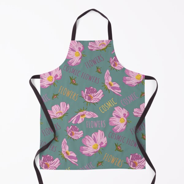 Item preview, Pink cosmic flowers blooming on a blue background. Pattern designed and sold by Deepness2023.