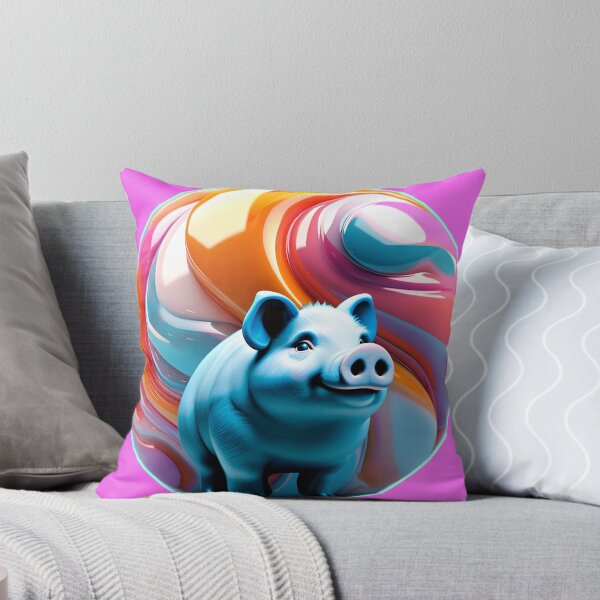 Item preview, happy blue pig designed and sold by clarazen.