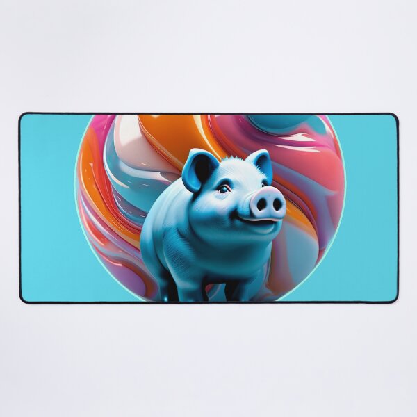 Item preview, happy blue pig designed and sold by clarazen.