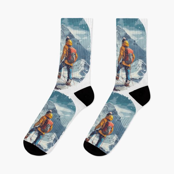 Item preview, Climber reaching summit snowy mountain Active Outdoors Inspired Art designed and sold by CDC40.