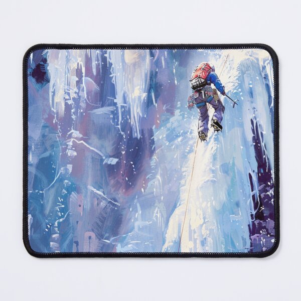 Item preview, Climber ascending frozen waterfall icy accents Active Outdoors Inspired Art designed and sold by CDC40.