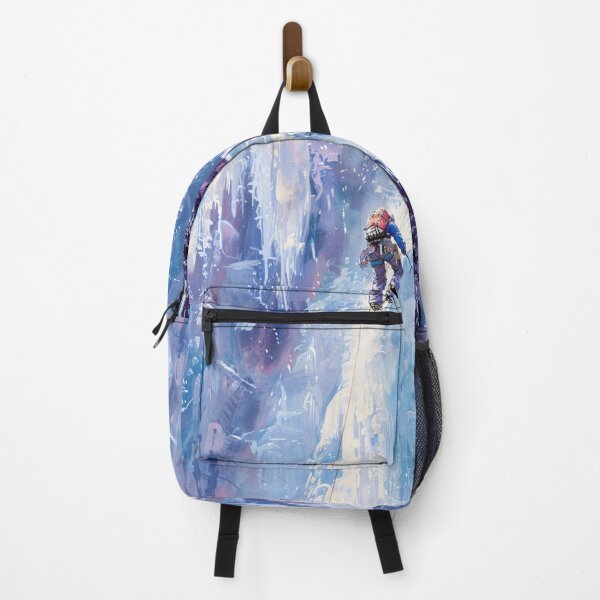 Item preview, Climber ascending frozen waterfall icy accents Active Outdoors Inspired Art designed and sold by CDC40.
