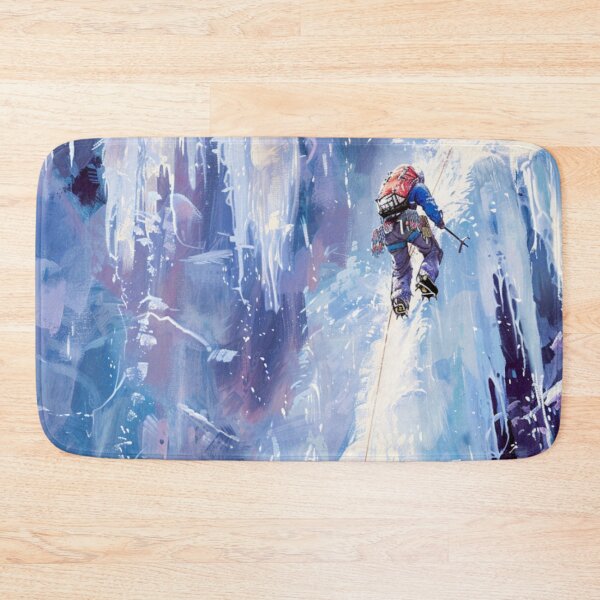 Item preview, Climber ascending frozen waterfall icy accents Active Outdoors Inspired Art designed and sold by CDC40.
