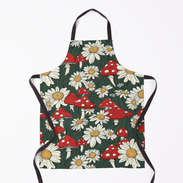 Item preview, Red Mushrooms and daisies pattern - goblincore aesthetic - amanita muscaria designed and sold by Fantasy Cache.