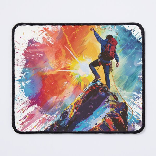 Item preview, Climber reaching summit burst colour Active Outdoors Inspired Art designed and sold by CDC40.