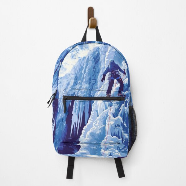 Item preview, Climber ascending frozen waterfall icy accents Active Outdoors Inspired Art designed and sold by CDC40.
