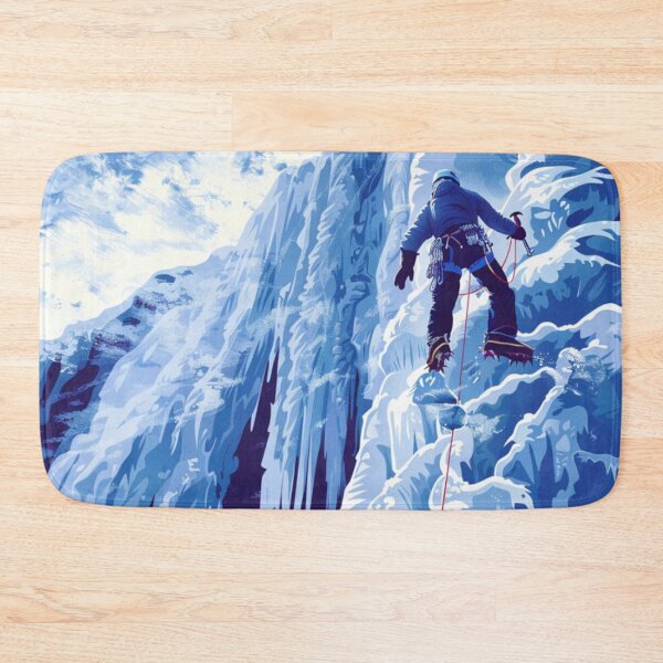Item preview, Climber ascending frozen waterfall icy accents Active Outdoors Inspired Art designed and sold by CDC40.