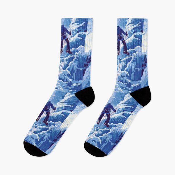 Item preview, Climber ascending frozen waterfall icy accents Active Outdoors Inspired Art designed and sold by CDC40.