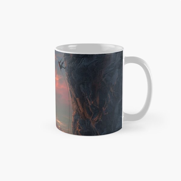 Item preview, Climber ascending rocky cliff dramatic sunset Active Outdoors Inspired Art designed and sold by CDC40.
