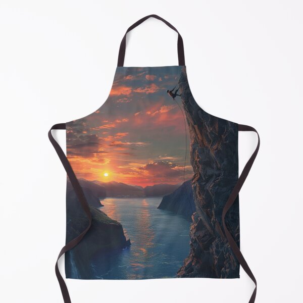 Item preview, Climber ascending rocky cliff dramatic sunset Active Outdoors Inspired Art designed and sold by CDC40.