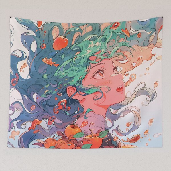 Item preview, Whimsical Aquatic Apples Anime Girl designed and sold by bubblegoth.