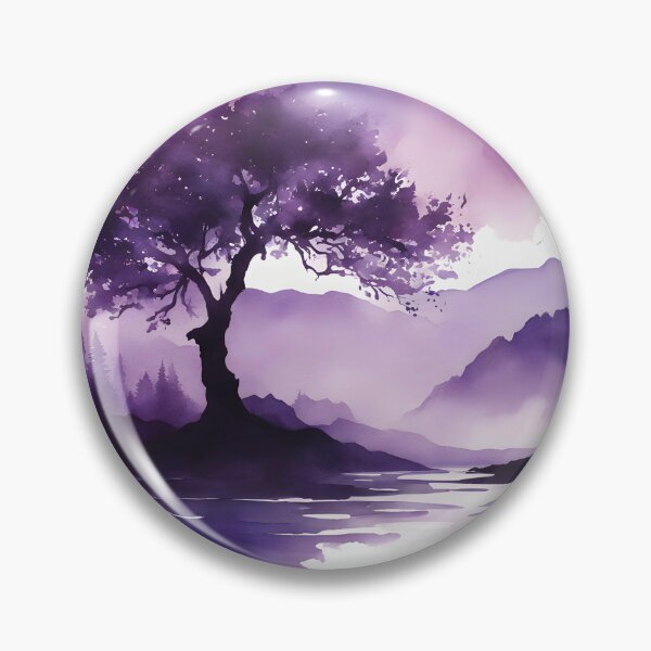 Item preview, Purple Silhouette Tree and Mountains designed and sold by CalmnessbyChoice.