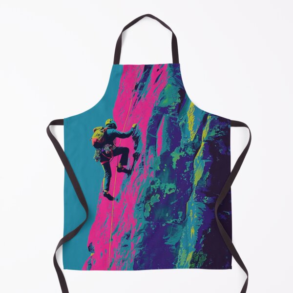 Item preview, Climber scaling ascending rocky cliff neon colour palette Active Outdoors Inspired Art designed and sold by CDC40.