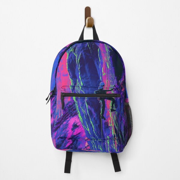 Item preview, Climber scaling ascending rocky cliff neon colour palette Active Outdoors Inspired Art designed and sold by CDC40.