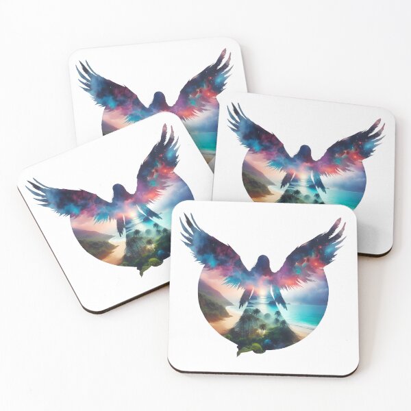 Item preview, Angel in double exposure with sunset in tropical island designed and sold by AD-Digital-Art.