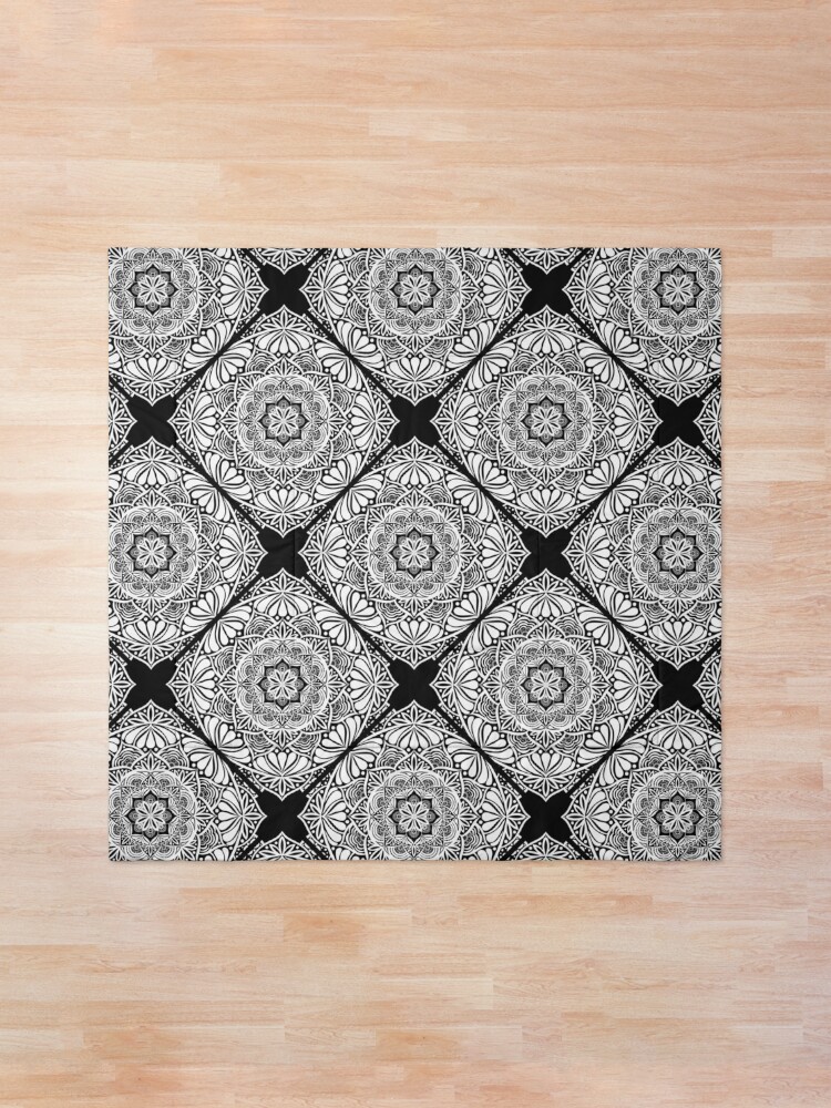 Comforter, Monochrome Mandala Diamond Tile designed and sold by Triplicate Limited