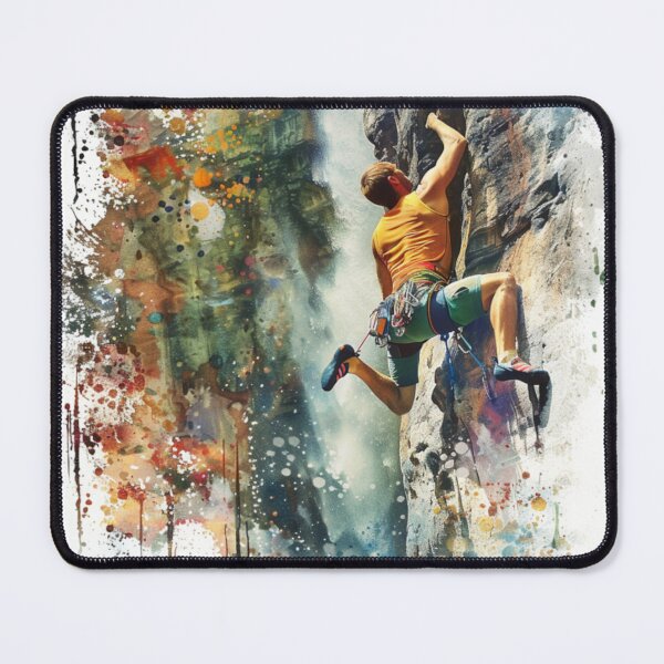 Item preview, Climber clinging sheer rock face splashes colour Active Outdoors Inspired Art designed and sold by CDC40.