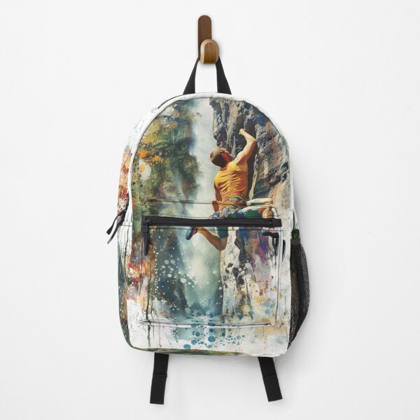 Item preview, Climber clinging sheer rock face splashes colour Active Outdoors Inspired Art designed and sold by CDC40.