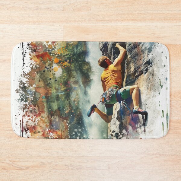 Item preview, Climber clinging sheer rock face splashes colour Active Outdoors Inspired Art designed and sold by CDC40.