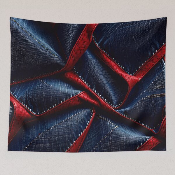 Item preview, Blue And Red Abstract Denim Pattern designed and sold by TheArtOfPat.
