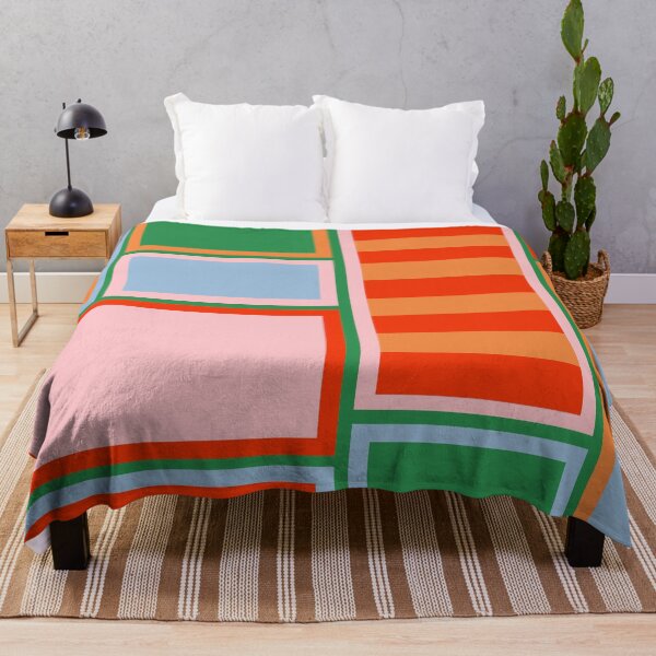 Item preview, Patrón geométrico modular audaz y colorido a rayas en naranja, verde, azul claro y rosa designed and sold by kierkegaard.