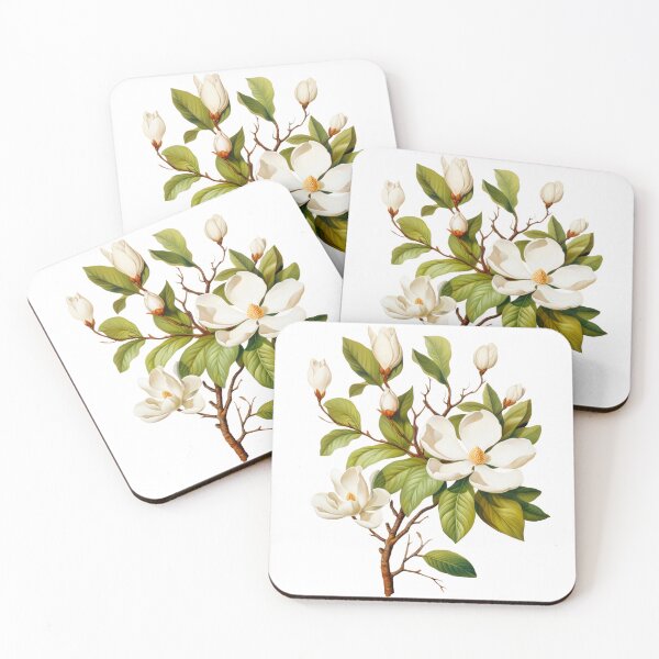 Item preview, Magnolia Flowers on a Tree Branch Watercolor Painting.  designed and sold by MargaretWiktor.