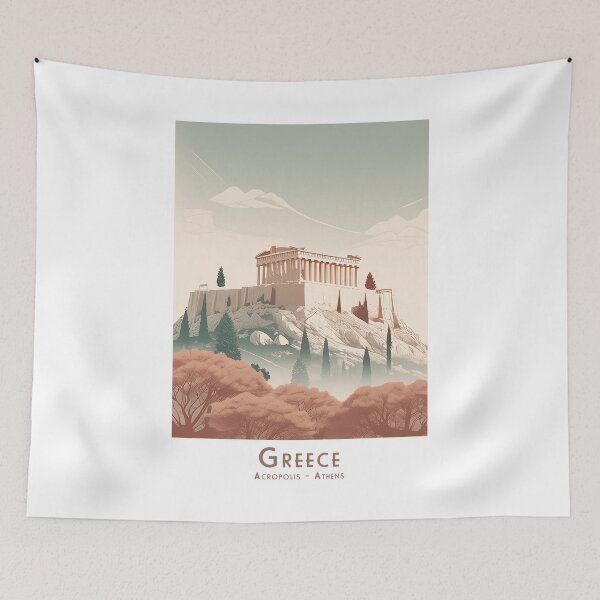 Item preview, Vintage Acropolis - Minimalist retro travel poster Athens designed and sold by pod24.