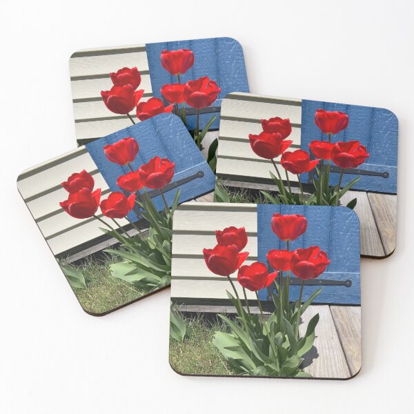 Item preview, Red Tulips in front of a Blue Door  designed and sold by Amanda1775.