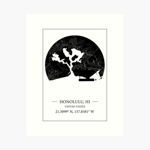 Item preview, Honolulu map designed and sold by Mapmingle.