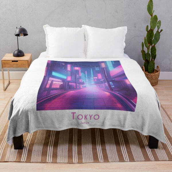 Item preview, Vintage travel poster - Retro Tokyo at night in minimal design designed and sold by pod24.
