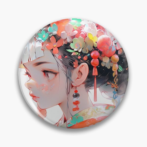 Item preview, Dainty Amber Bloom Kimono Anime Girl designed and sold by bubblegoth.
