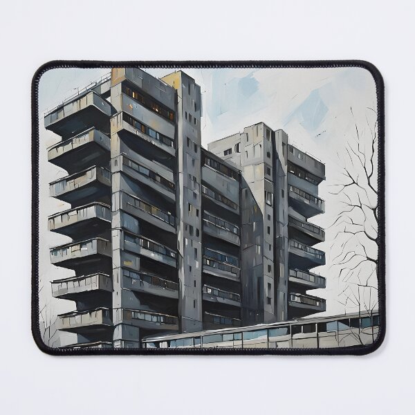 Item preview, Brutalist architecture oil painting #0028 designed and sold by larabu.